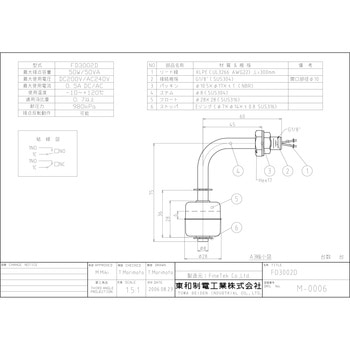 ミニフロートスイッチ 東和制電工業(TOWA)