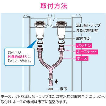 ガオナ Y型排水ホース 二槽式シンク用 - GAONA(ガオナ)