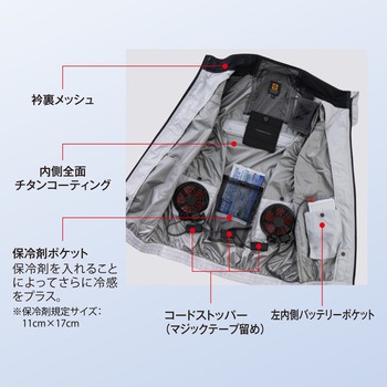 空調風神服 ボルトクール バックチタンHYBRID半袖ジャケット VOLTCOOL