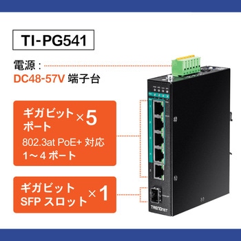 産業用802.3at PoE+5ポートスイッチングハブ TRENDnet