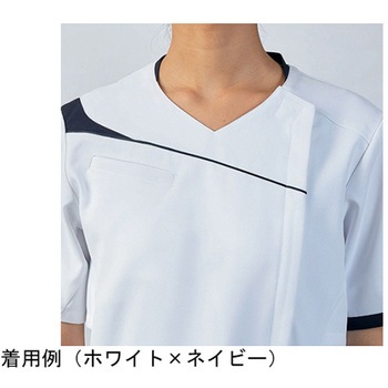 スクラブ レディス 半袖 アクアマリン×アイボリー CHM354-4905シリーズ アズワン