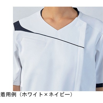 スクラブ メンズ 半袖 アイボリー×アクアマリン CHM854-0549シリーズ アズワン