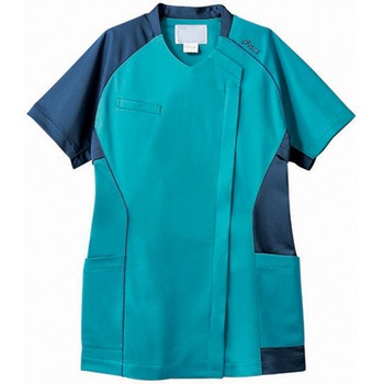 スクラブ レディス 半袖 ターコイズ×ブルー CHM355-43シリーズ アシックス