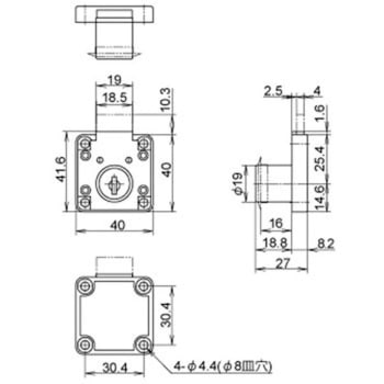 シリンダー面付錠(引出用) 鍵違い ジョー・プリンス竹下