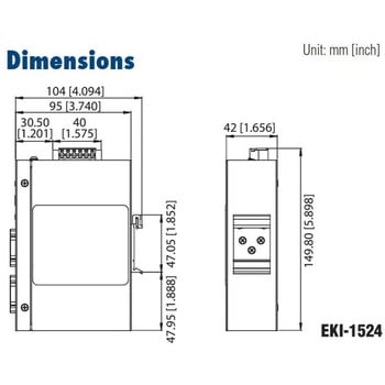 (1/2/4ポート)シリアルデバイスサーバ【DINレール取付】 Advantech(アドバンテック)