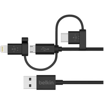 ユニバーサルケーブル Lightning Micro Usb Usb Cコネクタ付き 1 2m Belkin ベルキン Lightningケーブル 通販モノタロウ F8j050bt04 Blk