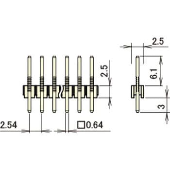 ナイロン製品 ピンヘッダー/PSH-41(T〇) ピン(角ピン)2.54mmピッチ ストレート(1列) 廣杉計器