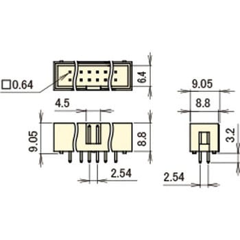 ナイロン製品 ピンヘッダー/BSS-42 ボックスヘッダー(角ピン)2.54mmピッチ ストレート(2列) - 廣杉計器