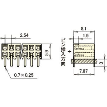 ナイロン/PBT製品 ピンヘッダー/FSS-42(T〇) ソケット(角ピン)2.54mmピッチ ストレート(2列) - 廣杉計器