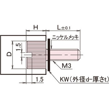 黄銅 ローレットツマミ(スリ割付・ワッシャー組込) 廣杉計器