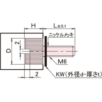 黄銅 ローレットツマミ(スリ割付・ワッシャー組込) 廣杉計器