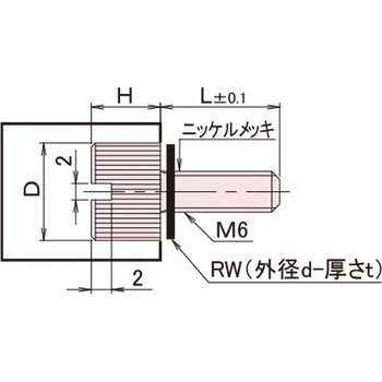 黄銅 ローレットツマミ(スリ割付・ワッシャー組込) 廣杉計器