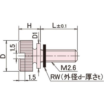 黄銅 ローレットツマミ(スリ割ツバ付・ワッシャー組込) 廣杉計器