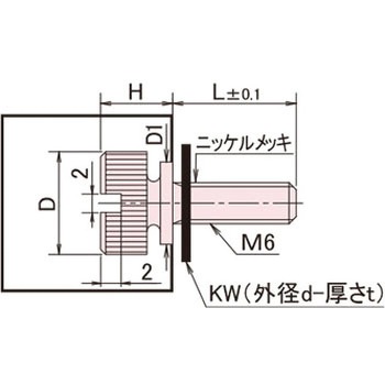 黄銅 ローレットツマミ(スリ割ツバ付・ワッシャー組込) 廣杉計器