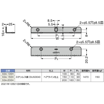 SSA-200H ステンレス鋼製棚受アングル 1個 スガツネ(LAMP) 【通販