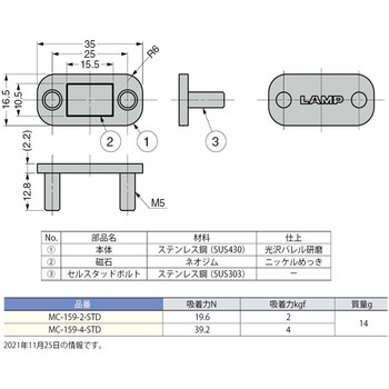 ステンレス鋼製極薄型マグネットキャッチ LAMP(スガツネ)