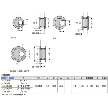 配線孔キャップ LSU型、LS型 スガツネ(LAMP)