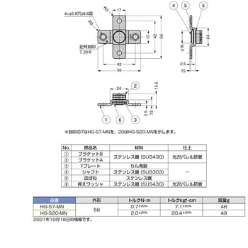 スイベルトルクヒンジ HG-S-MN型 LAMP(スガツネ)
