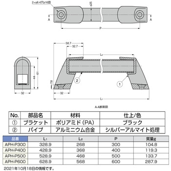 アルミパイプハンドル APH型 LAMP(スガツネ)