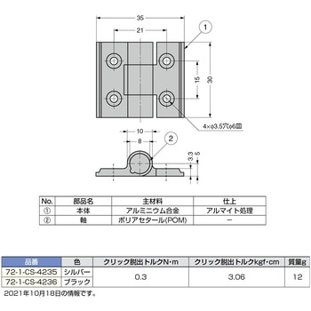 アルミ合金製クリックヒンジ LAMP(スガツネ工業)