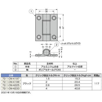 72-1-CM-4225 アルミ合金製クリックヒンジ 1個 スガツネ(LAMP) 【通販