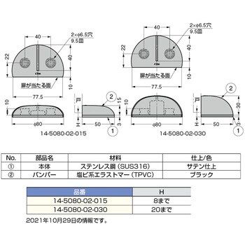 14-5080-02-015 戸当り 14-5080-02型【スガツネ工業】-