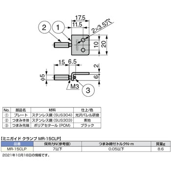 クランプ MR-15CLP ミニガイドレールMRS型用 LAMP(スガツネ工業)
