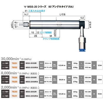 90° アングルエアーモータースピンドル(一体型) NSK(ナカニシ)
