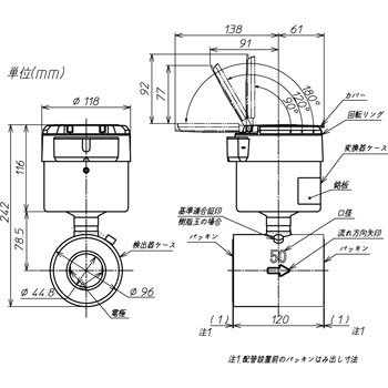 直読式電池電磁水道メーター (SUSボルトナット・テストレポート付) アズビル金門
