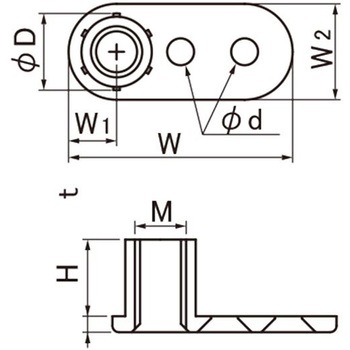 アジャスター用スリム受座 WAKI
