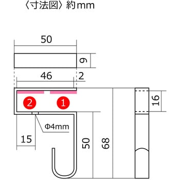 棚にフック WAKI