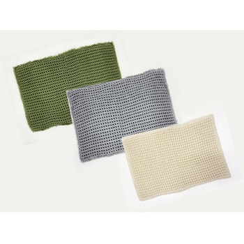 ワッフルバスマット 45×60cm アイボリー&グレー&グリーン 3枚入 マルナカ