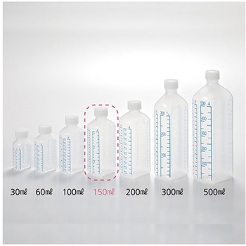 投薬瓶 青目盛 150ml/未滅菌 100本入 アズワン