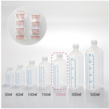 投薬瓶 青目盛 200ml/滅菌 80本入 アズワン