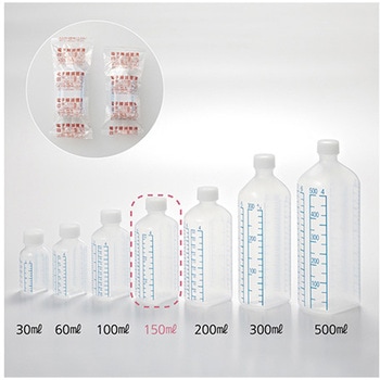 投薬瓶 青目盛 150ml/滅菌 100本入 アズワン
