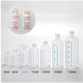 投薬瓶 青目盛 100ml/滅菌 140本入 アズワン