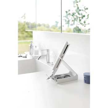 収納付きドライヤー&ヘアーアイロンスタンド タワー ホワイト 山崎実業