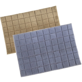 日本製 抗菌防臭&吸水速乾バスマット レチカータ 60×90cm ベージュ&ブルーグレイ 2枚入 - マルナカ