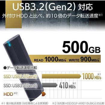 SSD 外付け ポータブル 高速データ転送 タイプC USB A-C/C-Cケーブル付 