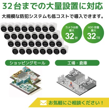 400万画素PoEタイプNVR防犯カメラセット ドームカメラ4台、HDD4TB付き ブロードウォッチ