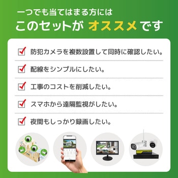 400万画素PoEタイプNVR防犯カメラセット バレットカメラ6台 ドームカメラ1台、15.6インチモニター、HDD4TB付き ブロードウォッチ