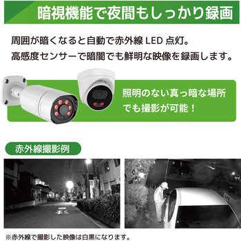 400万画素PoEタイプNVR防犯カメラセット バレットカメラ6台 ドームカメラ2台、HDD4TB付き ブロードウォッチ