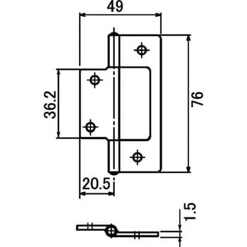 BF-161 厚口フラッシュ丁番 1箱(20枚) BIDOOR(ビドー) 【通販サイト