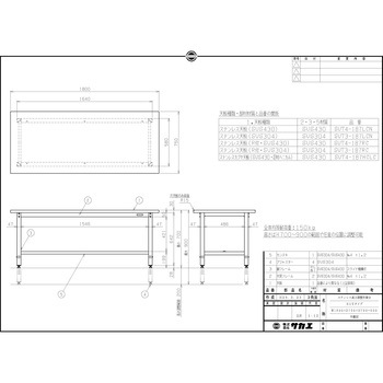 ステンレス高さ調整作業台(SUS304/R天板仕様) サカエ