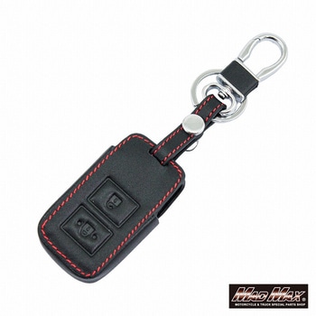 エルフ ダイナ デュトロ用 トラック スマートキーケース レザー カラビナ付き ブラック/レッド - MAD MAX(マッドマックス)