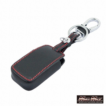 エルフ ダイナ デュトロ用 トラック スマートキーケース レザー カラビナ付き ブラック/レッド - MAD MAX(マッドマックス)