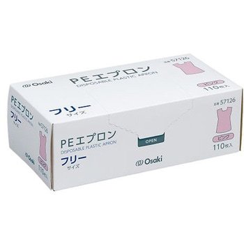 PEエプロン 袖なし フリー ピンク 1箱 110枚入 オオサキメディカル