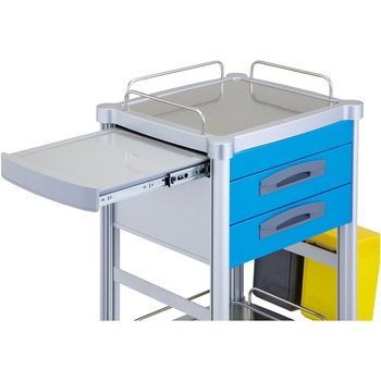 JUSTナーシングカート 2段引出し/1段棚板 Wレール ブルー ナビス(アズワン)