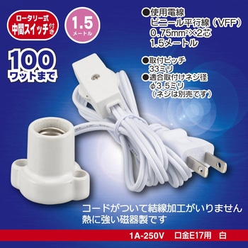 磁器レセップ スイッチ付 オーム電機