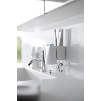 フィルムフック1人用歯ブラシホルダー&マグネットタンブラー タワー ホワイト - 山崎実業